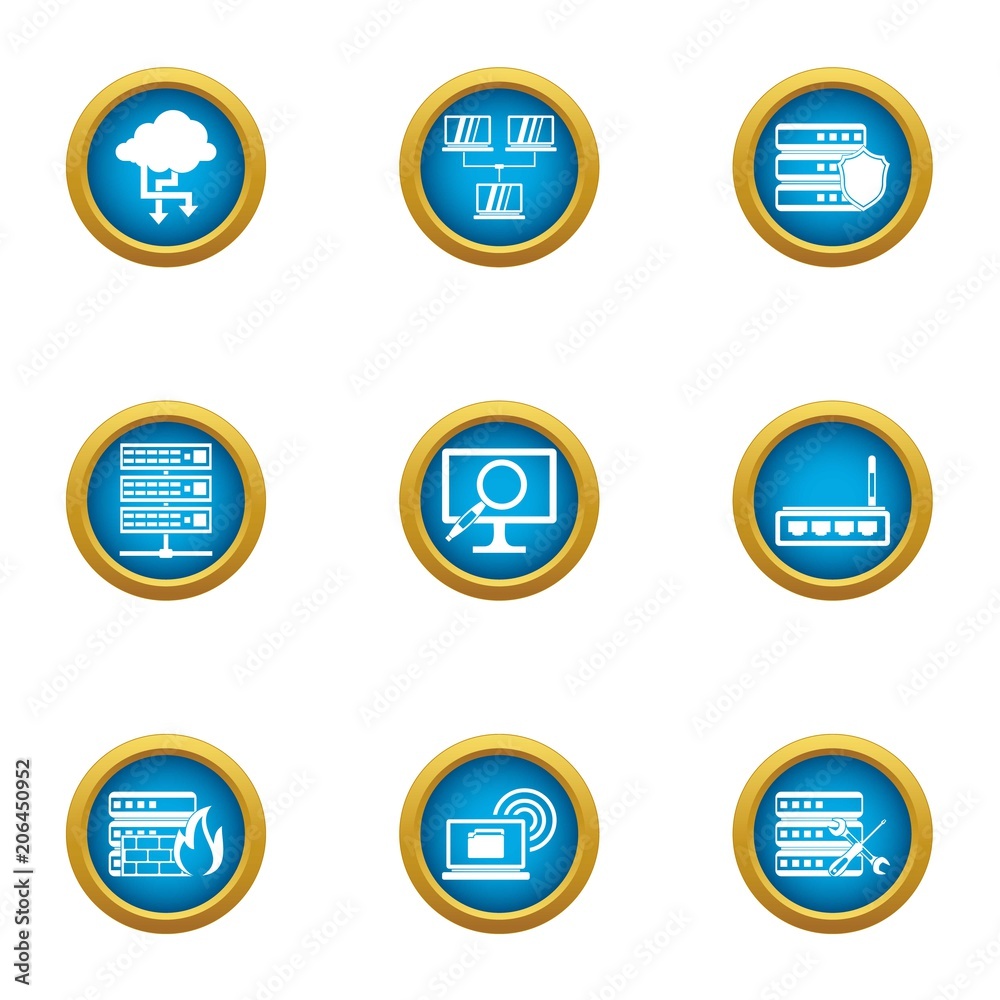 Poster expensive data icons set. flat set of 9 expensive data vector icons for web isolated on white backgr