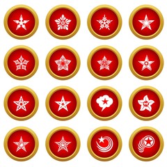 Decorative stars icons set. Simple illustration of 16 decorative stars vector icons for web