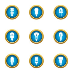 Strong light icons set. Flat set of 9 strong light vector icons for web isolated on white background