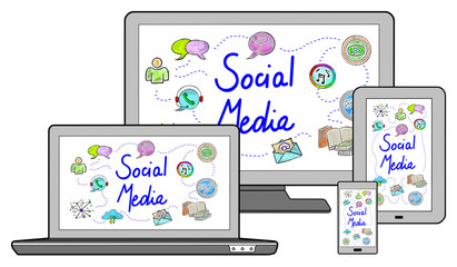 Social media concept on different devices