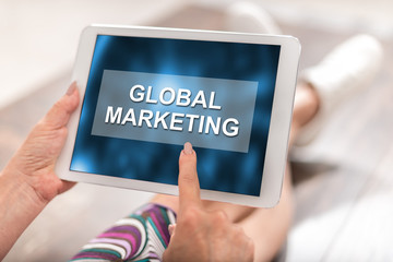 Global marketing concept on a tablet