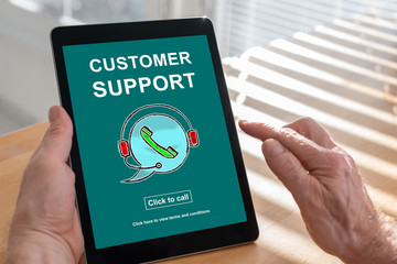 Customer support concept on a tablet