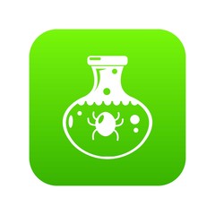 Chemical bug icon green vector isolated on white background