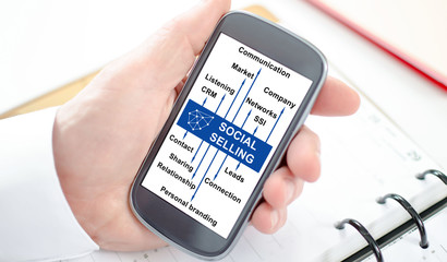 Social selling concept on a smartphone