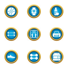 Training diet icons set. Flat set of 9 training diet vector icons for web isolated on white background