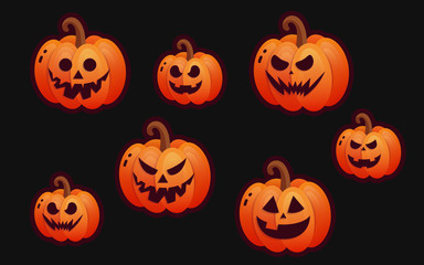 Halloween sticker set. Flat style vector illustration.