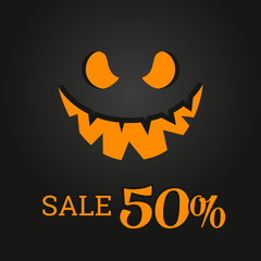 Halloween template banner in Flat modern style. Colorful template for sales.