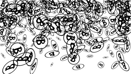 Randomly Fall Bitcoins. Bitcoin Icon Abstract Background. Cryptocurrency Background. Digital Payment money.  Jackpot or Prize Concept.