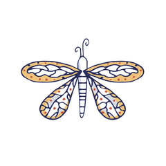 Butterfly clip art vector character magic flying two wings ornament color yellow set texture drawing land wildlife on white background