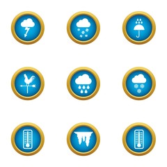 Weather observation icons set. Flat set of 9 weather observation vector icons for web isolated on white background