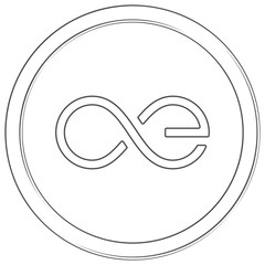 Aeternity - cryptocurrency coin. Vector thin line icon. Lineart illustration on white background. Internet money
