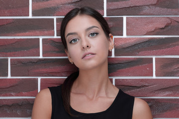 face of young woman with make-up in the style of "business"