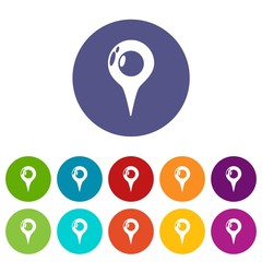 Map pointer icons color set vector for any web design on white background