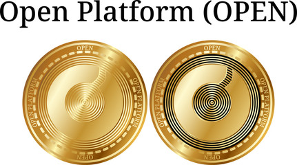Set of physical golden coin Open Platform (OPEN)