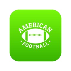 American football icon green vector isolated on white background