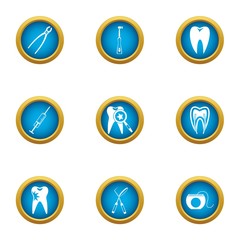Problem tooth icons set. Flat set of 9 problem tooth vector icons for web isolated on white background