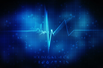 Heart with cardiogram - 2D illustration