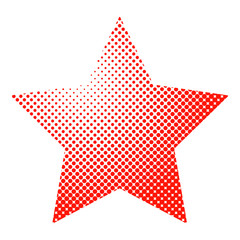 Halftone red five-pointed star on the white background.