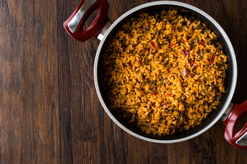 Homemade Spanish Paella with Vegetables / Pilav or Pilaf