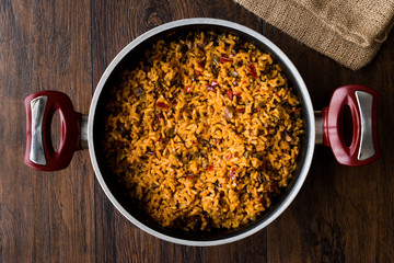 Homemade Spanish Paella with Vegetables / Pilav or Pilaf