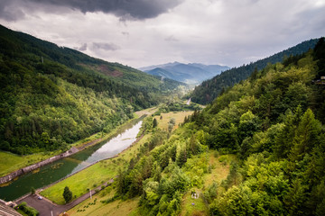 A view of Bicaz lake behind the Bicaz Dam, Romania