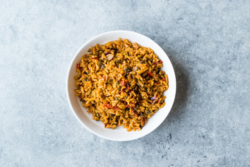 Homemade Spanish Paella with Vegetables / Pilav or Pilaf