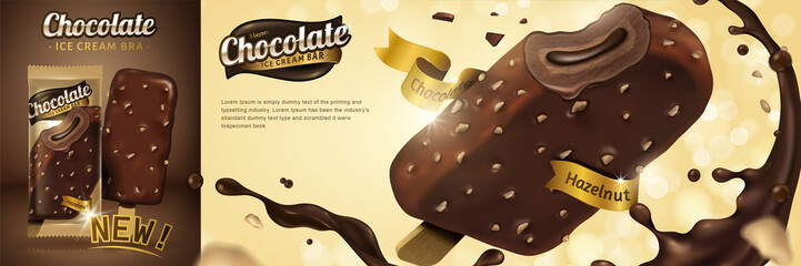 Premium chocolate ice cream bar