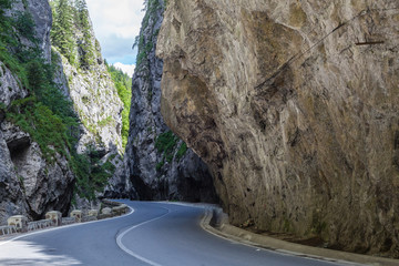 Road in mountains. Bicaz Canyon is one of the most spectacular roads in Romania - Carpathian Mountains, Cheile Bicazului