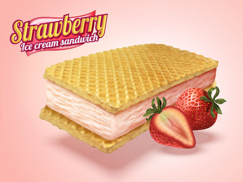Strawberry ice cream sandwich