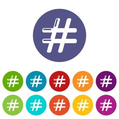 Obraz premium Hashtag icons color set vector for any web design on white background