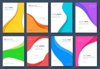 Abstract vector brochure cards set. Print art template of flyear, magazines, posters, book cover, banners. Colorful design invitation concept background. Layout ornament illustrations modern page