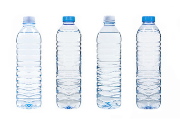 Set of water bottles isolated onwhite background.