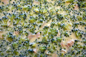 Broccoli quiche preparation before cooking