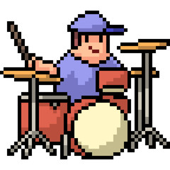 Obraz premium vector pixel art drum set play