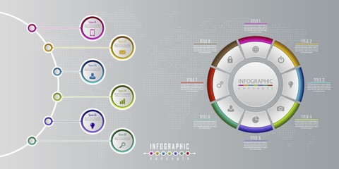 Naklejka premium Infographic timeline template can be used for chart, diagram, web design, presentation, advertising, history. Vector infographic illustration