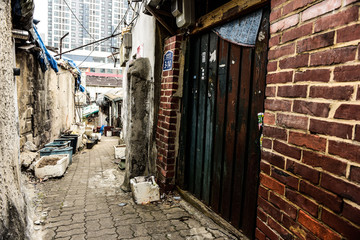 landscape of common old town, narrow street  in seoul, korea 