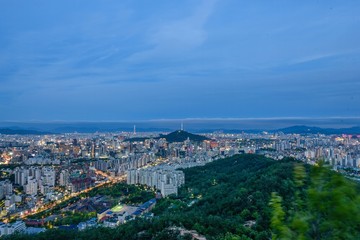 downtown of seoul city skyline night view  in seoul, south korea