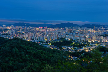 downtown of seoul city skyline night view  in seoul, south korea