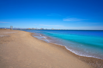 Valencia port view from Pinedo beach Spain