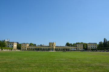 Fototapeta na wymiar The Orangerie in the Karlsaue park in Kassel on a sunny day