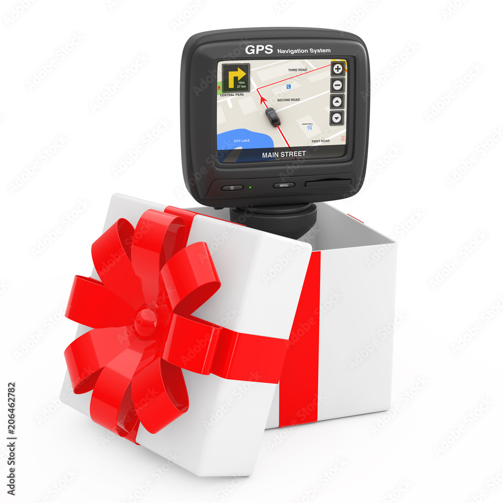 Poster navigation and global positioning system gps device with navigation city map on the screen come out 