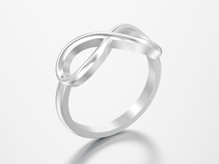 3D illustration silver simple infinity ring