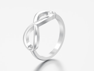 3D illustration silver simple infinity ring