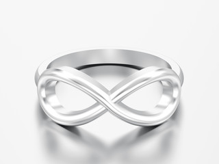 3D illustration silver simple infinity ring