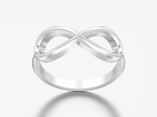 3D illustration silver simple infinity ring