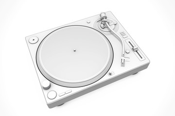 White Clay Style Professional DJ Turntable Vinyl Record Player. 3d Rendering