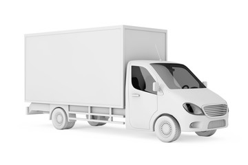 White Clay Style Commercial Industrial Cargo Delivery Van Truck. 3d Rendering