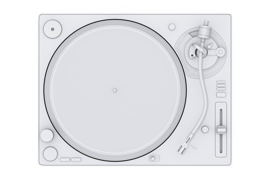 White Clay Style Professional DJ Turntable Vinyl Record Player. 3d Rendering