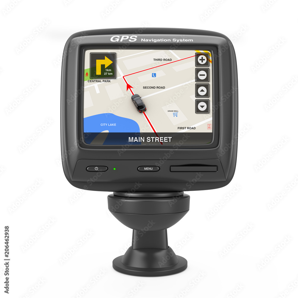 Aufkleber Navigation and Global Positioning System GPS Device with Navigation City Map on the Screen. 3d Rendering