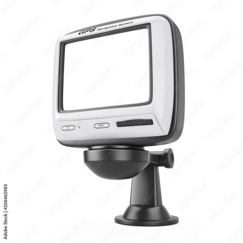 Poster navigation and global positioning system gps device with blank screen. 3d rendering